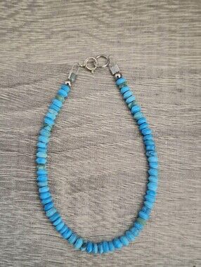 Bracelet Turquoise Saucer Beads With Sterling Silver Hardware 6.5"